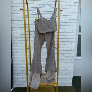 Alice + Olivia Black and White Striped Flare Jumpsuit Size 0